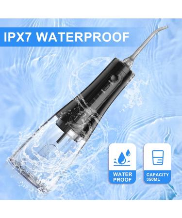 Water Flosser Cordless Rechargeable - 350ML Tank, 5 Modes, 8 Jet Tips - Dental Oral Irrigator for Teeth Cleaning - IPX7 Waterproof - Home & Travel - Black - Buy Online on GoSupps.com
