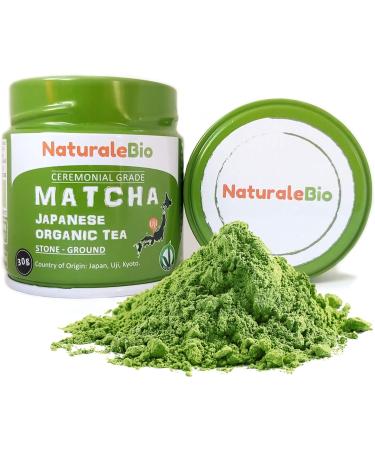 Organic Ceremonial Grade Matcha Green Tea Powder - 30g Tin | Authentic Japanese Tea Ceremony Blend from Uji Kyoto | Sugar & Preservative Free - Buy Online on GoSupps.com