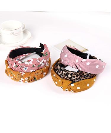Leopard Print and Floral Knotted Headbands 10 Pack Set for Women and Girls - Fashion Hair Bands - Buy Online on GoSupps.com