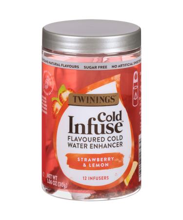 Twinings Cold Infuse Flavored Water Enhancer, Strawberry & Lemon, 12 Infusers (Pack of 6) Strawberry & Lemon 12 Count (Pack of 6)
