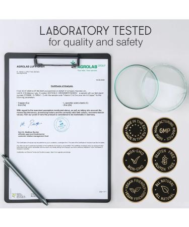 Vitamin C and Zinc Tablets - 1000mg VIT C Enhanced with Zinc Iron Copper High Strength - 120 Easy to Swallow Capsules - Vegan Immune System Complex Vitamin C Supplement with Superior Absorption - Buy Online on GoSupps.com