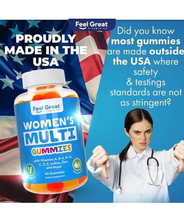 Feel Great Vitamin Co Women's Multivitamin Gummy | Essential Vitamin Blend for Women | Supports Women's Health | Chewable Gummy Supplement with Vitamin A, B-6, B-12, C, D, E, Biotin, Choline, Folic Acid, Zinc, and More - Buy Online on GoSupps.com