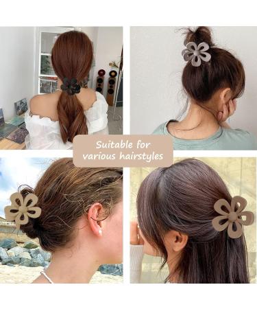 Daisy Flower Hair Clips for Women Girls - 6 Pack Medium Claw Clips for Thick Thin Hair - Non Slip Matte Neutral Jaw Clips - Brown - Buy Online on GoSupps.com