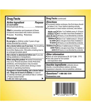 Dramamine Motion Sickness Original - 36 Count (Pack of 1) - Fast-Acting Relief - Buy Online on GoSupps.com