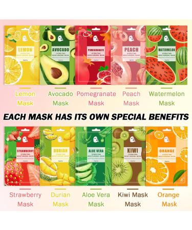JunKuJK 10PCS Hydrating Facial Sheet Mask Moisturizing Face Masks Skincare Gift Set Long Lasting Face Mask Skin Care & Facial Mask Kit for All Skin Types 04 - Buy Online on GoSupps.com
