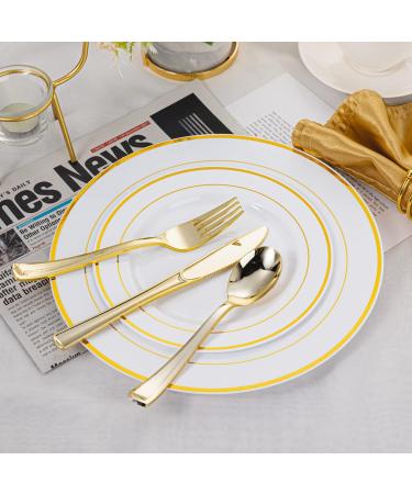 N9R 500PCS Gold Plastic Silverware Set - Disposable Gold Cutlery for Party, Wedding - 200 Forks, 150 Spoons, 150 Knives - Gold Utensils - 500 Pack - Buy Online on GoSupps.com