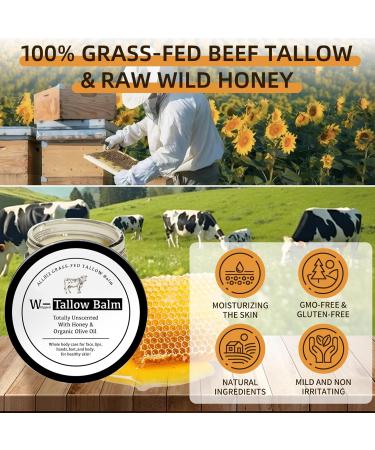 ALLBIZ Beef Tallow Honey Face Moisturizer - All Natural 100% Grass-Fed Tallow & Raw Wild Honey Balm for Radiant Skin (Unscented - Buy Online on GoSupps.com