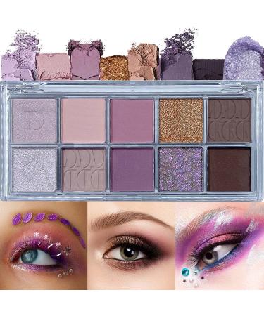 Metiplou Eyeshadow Palette 10 Colors Makeup - Matte Shimmer Glitter Eye Shadow  Ultra-Blendable  Naturing-Looking  High Pigment Waterproof Neutral Eyeshadow Palette (14)