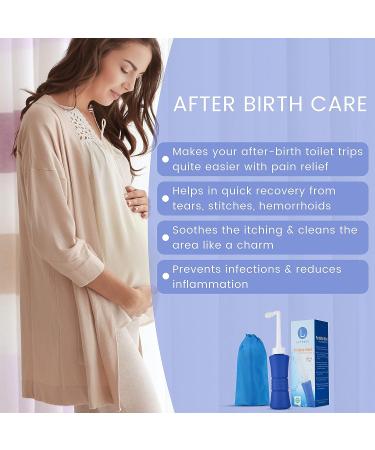 Laphang Portable Bidet 500ml Blue Peri Bottle with Waterproof Pouch and Cap - Leak Proof Perineal Bottle for Postpartum Healing - Maternity Kit Essential - Buy Online on GoSupps.com