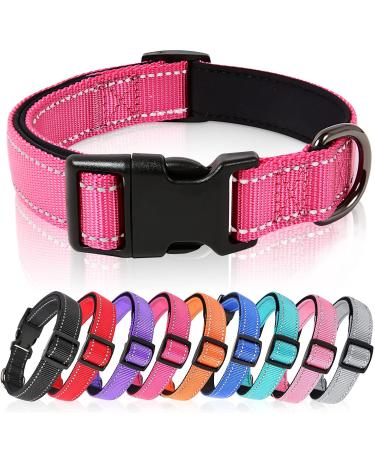 Heele dog collar soft padded neoprene nylon dog collar for small medium-sized dogs and puppies adjustable and reflective collar dog for training pink L L: L ng 40-66 cm (1 Pack) pink