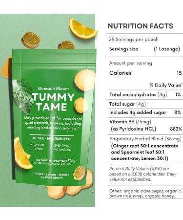StomachBloom Tummy Tame Drops - Nausea Relief & Upset Stomach Support with Ginger Lemon & Spearmint | 28 Ct | International Shipping - Buy Online on GoSupps.com