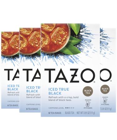 Tazo Tea Bag, Iced True Black, 6 Count (Pack of 4) - Packaging May Vary