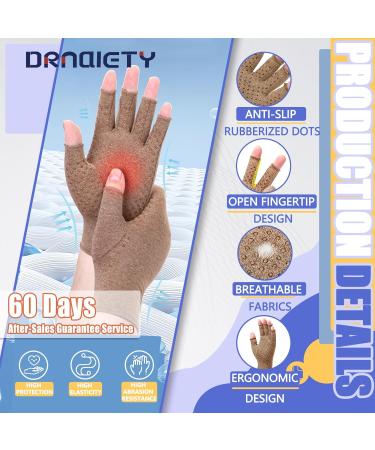 DRNAIETY Compression Gloves for Arthritis Relief - Anti-Slip Fingerless for Men & Women | Medium Khaki - Relief from Hand Pain Rheumatoid Carpal Tunnel & Tendonitis - Buy Online on GoSupps.com