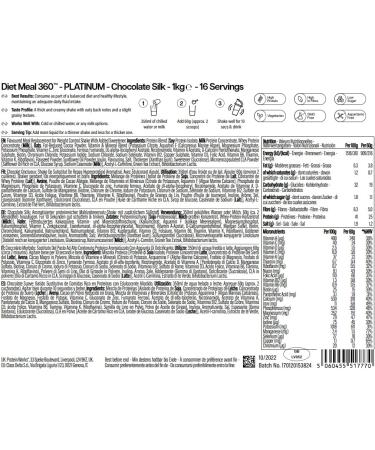 Protein Works | Diet Meal 360 PLATINUM Innovation Shake Repas Di t tique Soutient Perte de Poids 26 Vitamines & Min raux Graines de Lin Inuline Om ga 3 Chocolat Onctueux 16 Repas 1kg - Buy Online on GoSupps.com