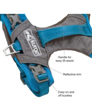 Kurgo Journey Air Dog Harness - Padded Chest & Back Handle for Dogs 2-5 kg XS Size - Blue/Gray - Buy Online on GoSupps.com