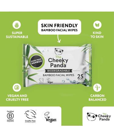 The Cheeky Panda Face Towels - Hypoallergenic Eco-Friendly Makeup Remover | Fragrance-Free Super Soft & Sustainable | Pack of 25 (2 Pack) - Buy Online on GoSupps.com