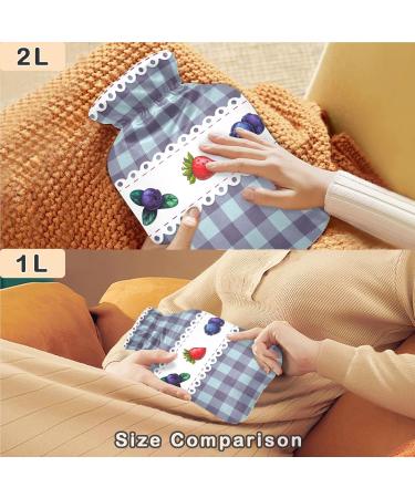 Naanle Plaid Strawberry Blueberry Transparent Hot Water Bottle - 1L Heating Therapy for Bed & Pain Relief | Ideal for Hands & Feet - Buy Online on GoSupps.com