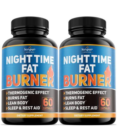 Advanced Night Time Fat Burner for Men, Women - Optimal Metabolism Support - Helps Balance Appetite, Improve Performance, Reduce Cravings - Weight Loss Pills for Women, Men 60 Capsules (Pack of 2) 60 Count (Pack of 2)