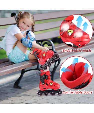 KGK Adjustable Inline Skates for Kids & Adults | Red Roller Blades with Light Up Wheels | Outdoor Skating Shoes for Girls, Boys, Women, Men & Teenagers - Buy Online on GoSupps.com