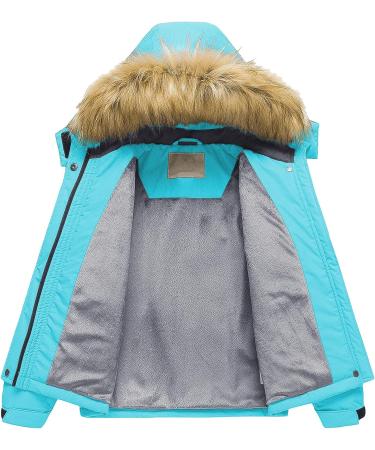 Pursky Girl's Waterproof Ski Jacket - Kids Winter Snow Coat 10-12 Years Blue - Buy Online on GoSupps.com