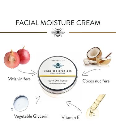 BEES of BRITAIN - 99% Natural Face Cream - Unscented. Soothe Nourish Hydrate Dry Skin. pH 5.5 Sensitive Skin. We Donate 5% of our Profit to Save Bees + Pollinators.100g - Buy Online on GoSupps.com