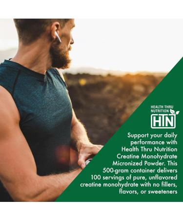 Health Thru Nutrition Creatine Monohydrate Micronized Powder 500g Pure Unflavored 5g Per Scoop Workout Support Muscle Fuel and Recovery Bulk Supplement | Non-GMO Vegan - Buy Online on GoSupps.com