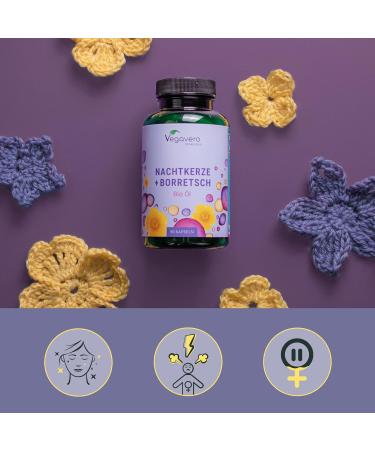 Organic Evening Primrose + Organic Borage - 700 mg | Vegan & Natural | With Omega 6 | For Skin + Hormone Rebalancing | Superior Quality & No Additives | 3 Months | Vegavero  - Buy Online on GoSupps.com