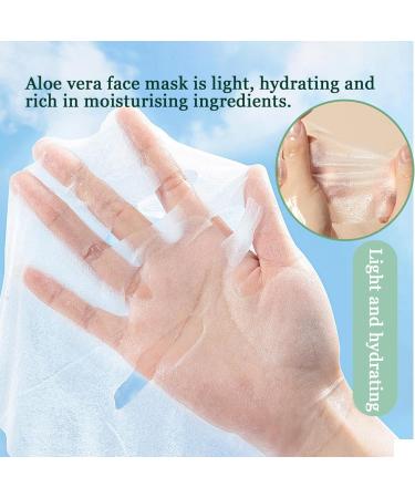 42PCS Aloe Vera Face Mask Hydrating Facial Sheet Mask Kit for All Skin Types Aloe Face Moisturizer Easy to Use & Moisturizing Daily Face Sheet Mask for Women B - Buy Online on GoSupps.com