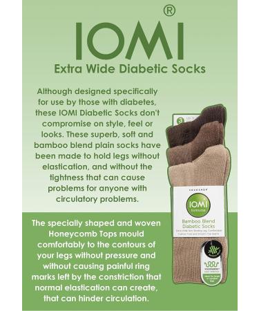 IOMI Extra Wide Bamboo Diabetic Socks | 3 Pack 12-15 Blue | Non-Binding for Men & Women - Buy Online on GoSupps.com