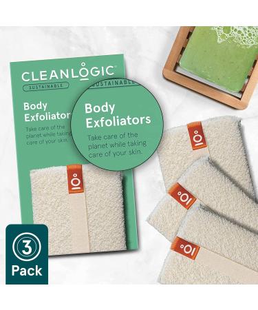 Cleanlogic Organic Cotton Exfoliating Body Scrubber - 3 Pack Reusable Exfoliator for Smooth Skin - Daily Skincare Routine Essential - Buy Online on GoSupps.com