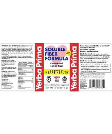 Yerba Prima Soluble Fiber Formula Powder 12 Ounce - Premium Dietary Fiber Supplement | Gluten Free, Non-GMO, Made in USA - Buy Online on GoSupps.com