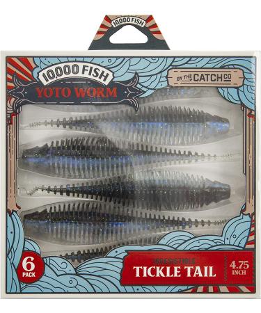 10,000 Fish Yoto Worm Soft Plastic Creature Bait Fishing Lure - Black & Blue Flake 4.75 - Catch Co - Buy Online on GoSupps.com