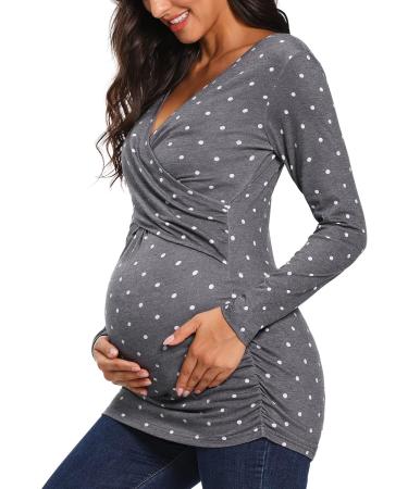 Love2Mi Maternity Nursing Shirt XL Grey V-Neck | Pregnancy Breastfeeding T-Shirt - Buy Online on GoSupps.com