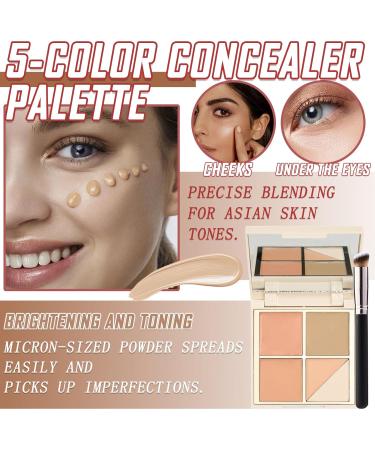 5 Colors Correcting Concealer Palette Waterproof Long Lasting Cream Contour Palette for Women Contouring Concealer Liquid Foundation Makeup Palette with Brush 02# Natural - Buy Online on GoSupps.com