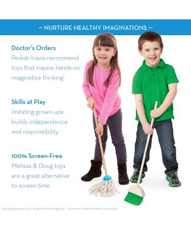Melissa & Doug Pretend Play Cleaning Set for Toddlers - 6 Piece Toy House Cleaning Kit with Broom and Mop | Ages 3 - Buy Online on GoSupps.com