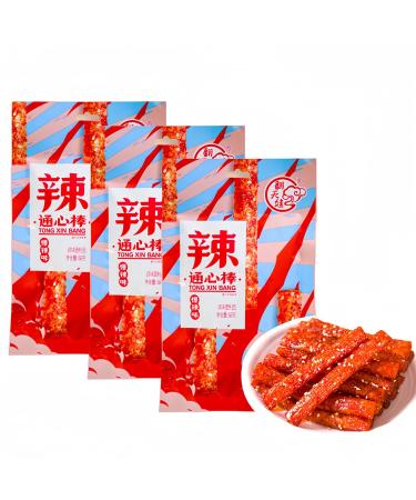 MKSDDF-Latiao 68g * 3 Packs Spicy Strips Chinese Classic Snacks, Vegetarian Snacks, Casual Snacks Spicy Snacks Latio Snack (Normal Spicy*3 Pack)