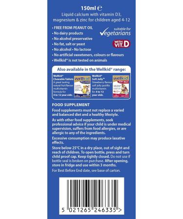 Wellkid Vitabiotics Calcium Liquid 150ml - Essential Child Nutrition - Buy Online on GoSupps.com