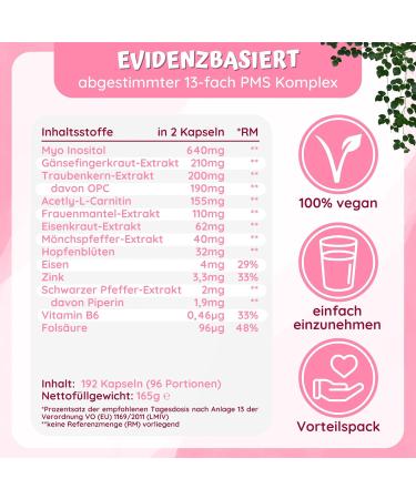 192 PMS Capsules | 13 Coordinated Ingredients | Loodus Women's Hormone Balance Complex with Myo-Inositol Acetyl-L-Carnitine & B6 - Buy Online on GoSupps.com