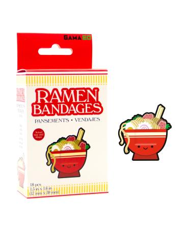 GAMAGO Ramen Bandages for Kids & Kidults - Set of 18 Individually Wrapped Self Adhesive Bandages - Sterile Latex-Free & Easily Removable - Funny Gift & First Aid Addition