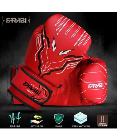 Farabi Sports 6oz Boxing Gloves for Kids - Boys & Girls Youth Training Gloves for MMA Muay Thai & Punching Bag (Ages 5-10) - Red - Buy Online on GoSupps.com