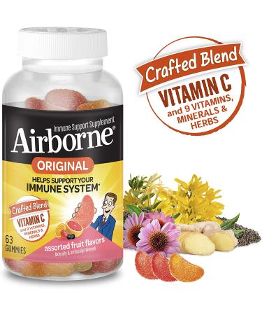 Airborne Vitamin C 750mg Gummies - Gluten-Free Immune Support Supplement (Pack of 3) - Buy Online on GoSupps.com
