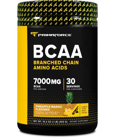 Primaforce BCAA Powder (Pineapple Mango) 7 000mg of 2:1:1 BCAAs Per Serving 30 Servings Per Container Post-Workout Recovery Drink with Amino Acids and Real Salt for Men & Women