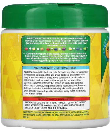 Crayola Color Bath Dropz 60 Tablets - Unscented 3.59 oz Jar - Buy Online on GoSupps.com