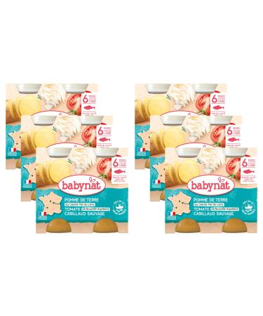 Babybio - Small Potato Pots from the Loire Valley Cod 2x200 g - 6+ Months - Organic - Pack of 6