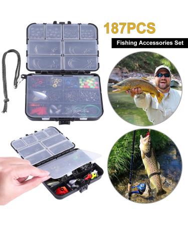 TOPFORT 187/230pcs Fishing Accessories Kit with Tackle Box - Jig Hooks, Sinker Weights, Swivels, Snaps, Slides - Bass Casting Sinker Set - Fishing Gear - Buy Online on GoSupps.com