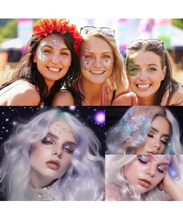 3 Pieces Body Glitter Set - Festival Glitter Gel & Accessories for Face Hair Lips and Eyes | Shimmering Sequin Liquid Eyeshadow - Buy Online on GoSupps.com