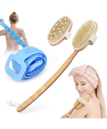 shower brush  set of 3 brushes  dry brushing  body brush  body brush with natural bristles for shower  cellulite reduction and lymphatic drainage
