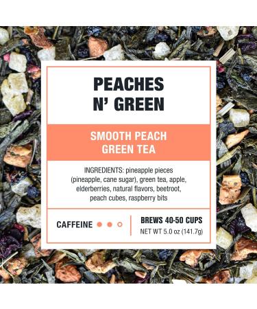 Tiesta Tea Peaches N' Green | Feuilles en vrac | Th vert p che lisse | M lange premium | Caf moyen | Faites chaud ou glac et infusez jusqu' 50 tasses bo te rechargeable 142 Peaches N Green 85 g (Pack of 1) - Buy Online on GoSupps.com