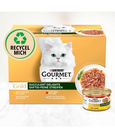 Gourmet Gold Cat Food in Thin Wet and Juicy Strips (4 x 24 x 85 g) - Buy Online on GoSupps.com