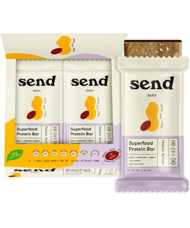 Send Bars Plant Protein Bars With Greens (Peanut Butter 8 Bars) – Increase Your Focus Tolerance For Stress & Physical Output With Organic Ingredients